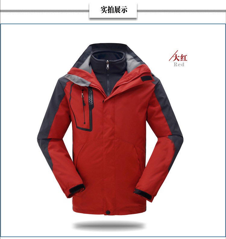 沖鋒衣實拍大紅色展示