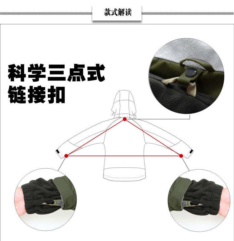 沖鋒衣科學三點式鏈接扣