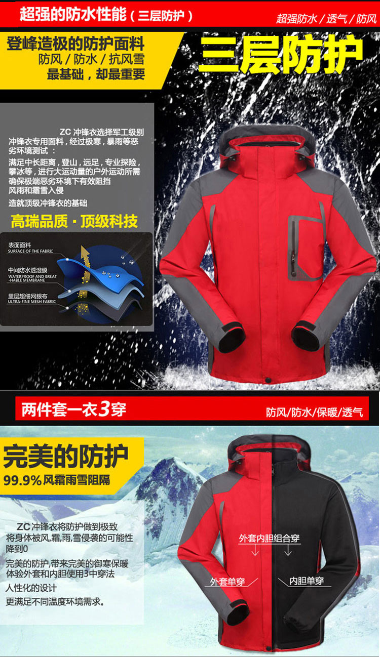 沖鋒衣超強(qiáng)的防水性能