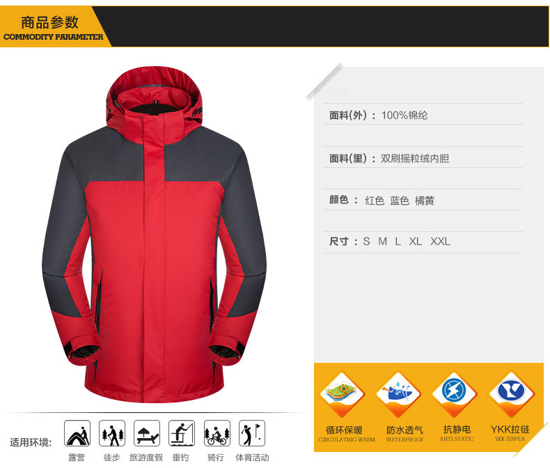 沖鋒衣商品參數